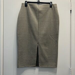 H&M Houndstooth Front Split  Pencil Skirt Size M
